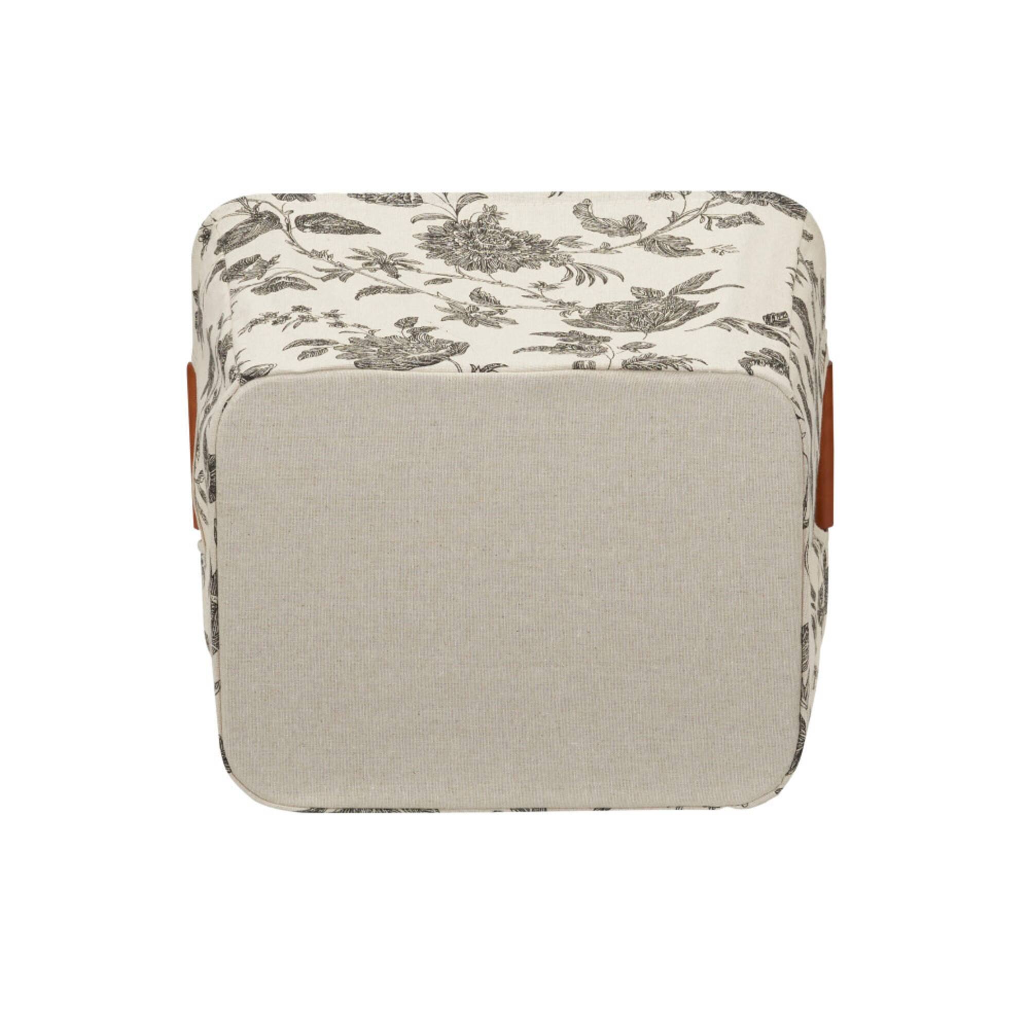 Household Essentials Storage Bin with Wood Handles (Medium, Floral)